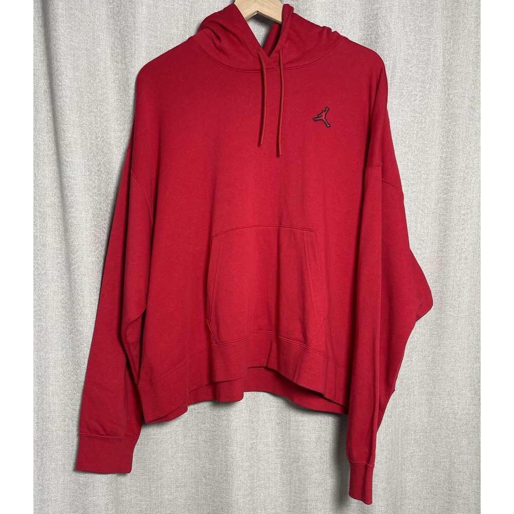 Jordan Hoodie Womens 2X Red Jumpman Loose Fit Pullover Fleece Plus Size